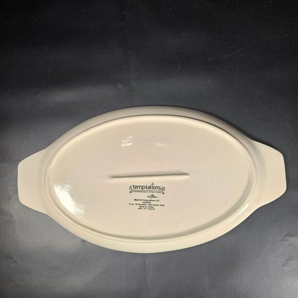 Temp-Tations Holiday Christmas Cardinal Holly Berries Oval Serving Tray/Platter - Picture 3 of 9